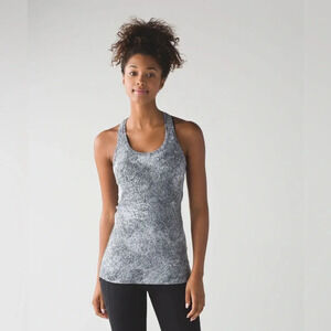 Lululemon Cool Racerback II Luon Spray Jacquard White Black Size Medium